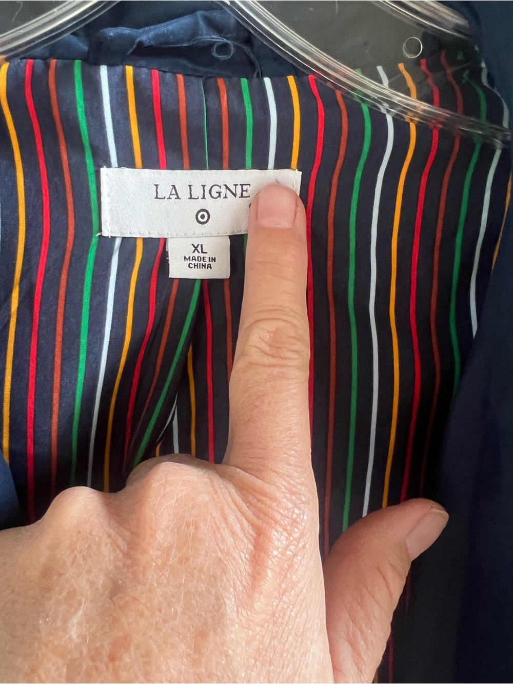 LA LIGNE X TARGET Side Stripe Navy and Tan Trench Coat - Classic Belted Coat XL - Picture 12 of 12